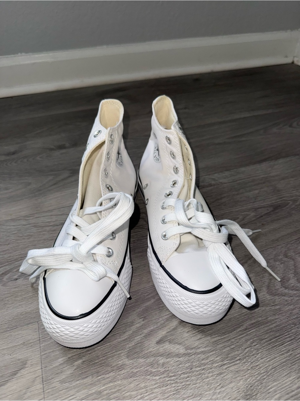 Converse White Platform Chuck Taylor High Top Sneakers - Picture 2 of 6